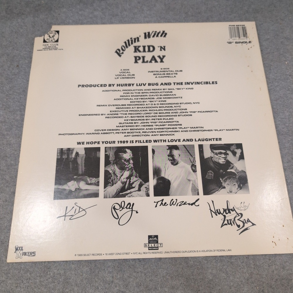 Kid N Play Rollin With Kid N Play 12 Inch Vinyl Single 1989 Promo FMS62335 VG - Picture 2 of 6